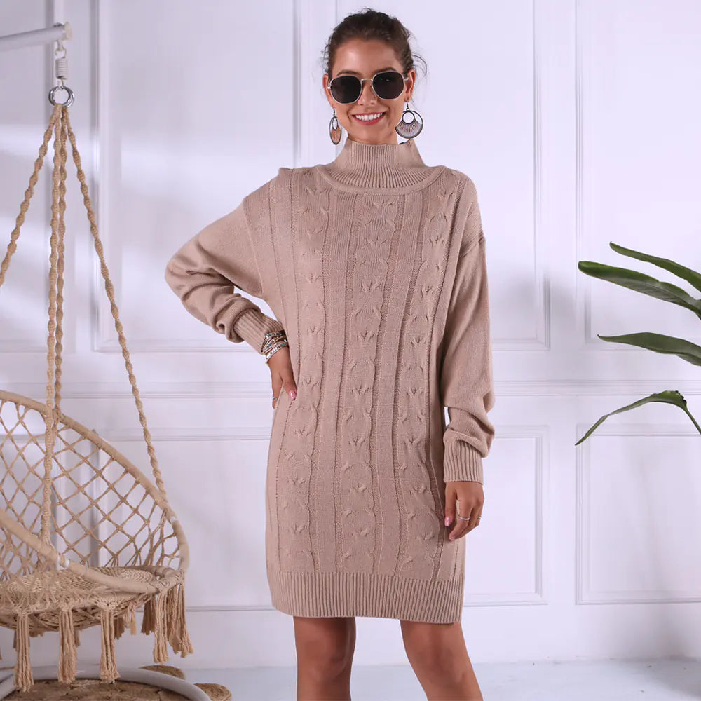 Knitted Sweater Dress - Khaki