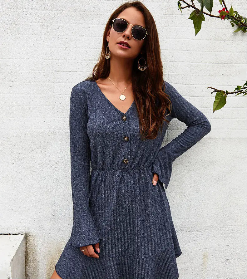 Long Sleeve Dress - Blue