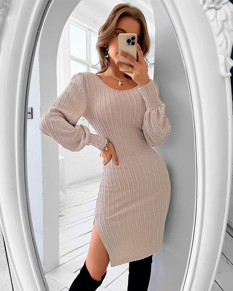 Skinny Knit Dress - Camel